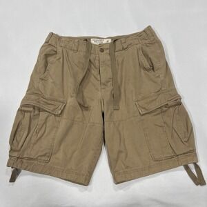 Abercrombie & Fitch Men Brown Khaki Cargo Shorts‎ Button Fly Utility Size 33